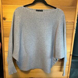 Joan Vass New York Grey Batwing Sleeve Boat Neck Sweater - L